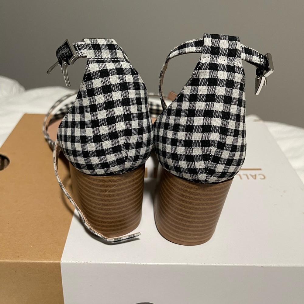 Call It Spring Black and White Gingham Heels